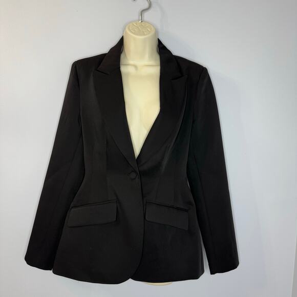 Meshki Helda Fitted Cinched Waist Tailored Blazers Black New Women's Sz M - Picture 2 of 16